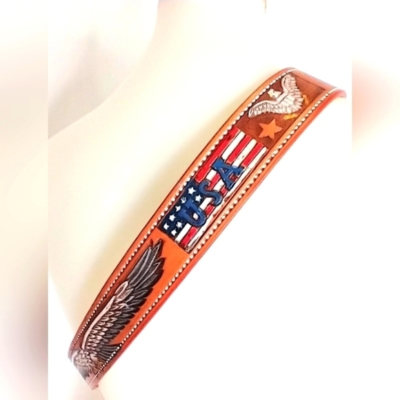 USA EAGLE LEATHER BELT - Picture 1 of 5